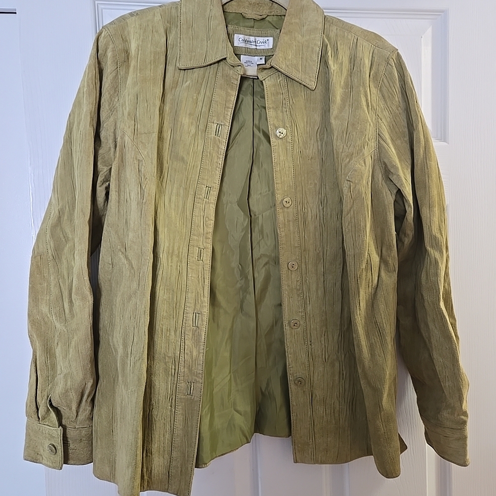 Coldwater Creek Olive Leather Jacket Medium